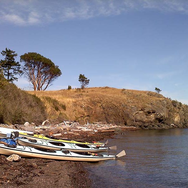 kayaks on a beach