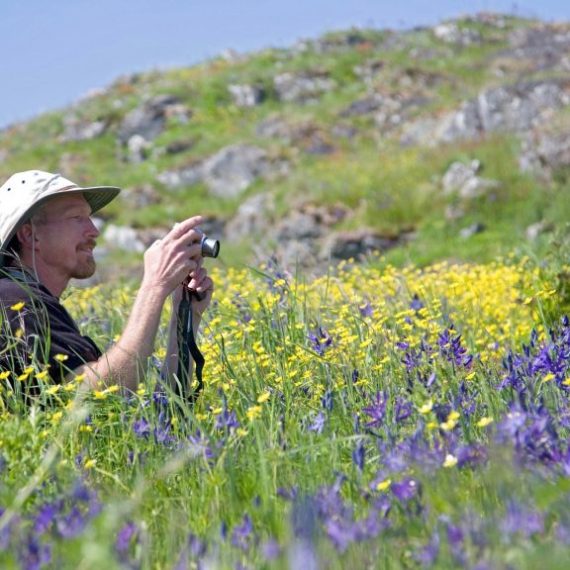 a person in a green field