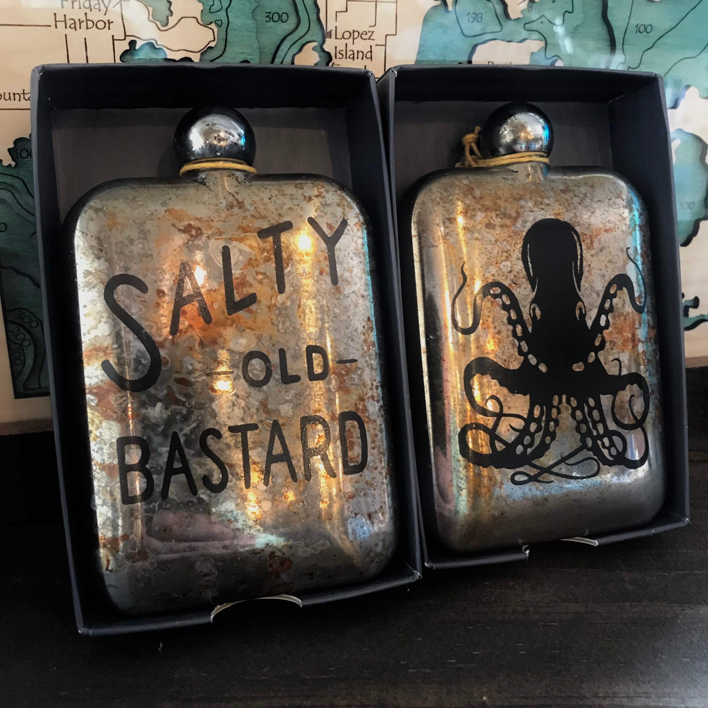 two flasks with antique patina