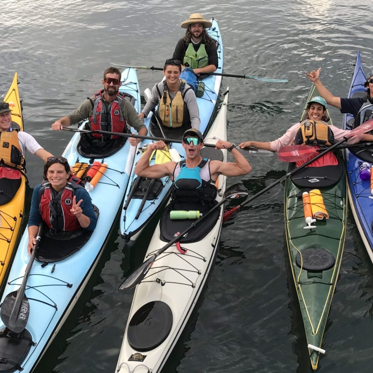 a group of kayakers